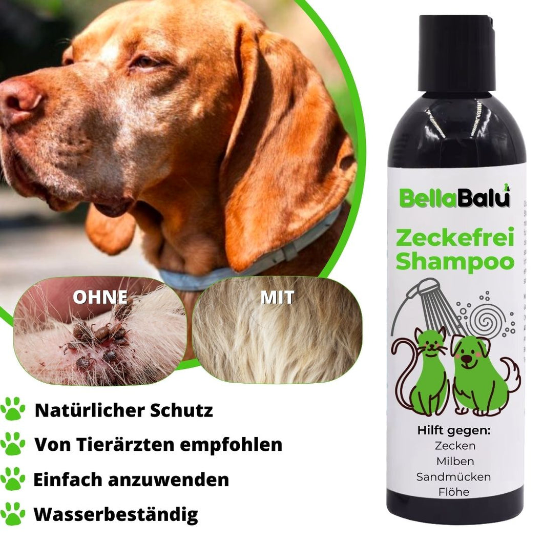 Zeckefrei - Bio Hundeshampoo gegen Zecken und Flöhe für normal, juckende, empfindliche und trockene Haut