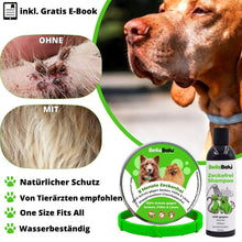 Lade das Bild in den Galerie-Viewer, Zeckefrei™ Paket - Zeckenhalsband &amp; Bio Hundeshampoo gegen Zecken und Flöhe inkl. GRATIS eBook für Zeckenbekämpfung
